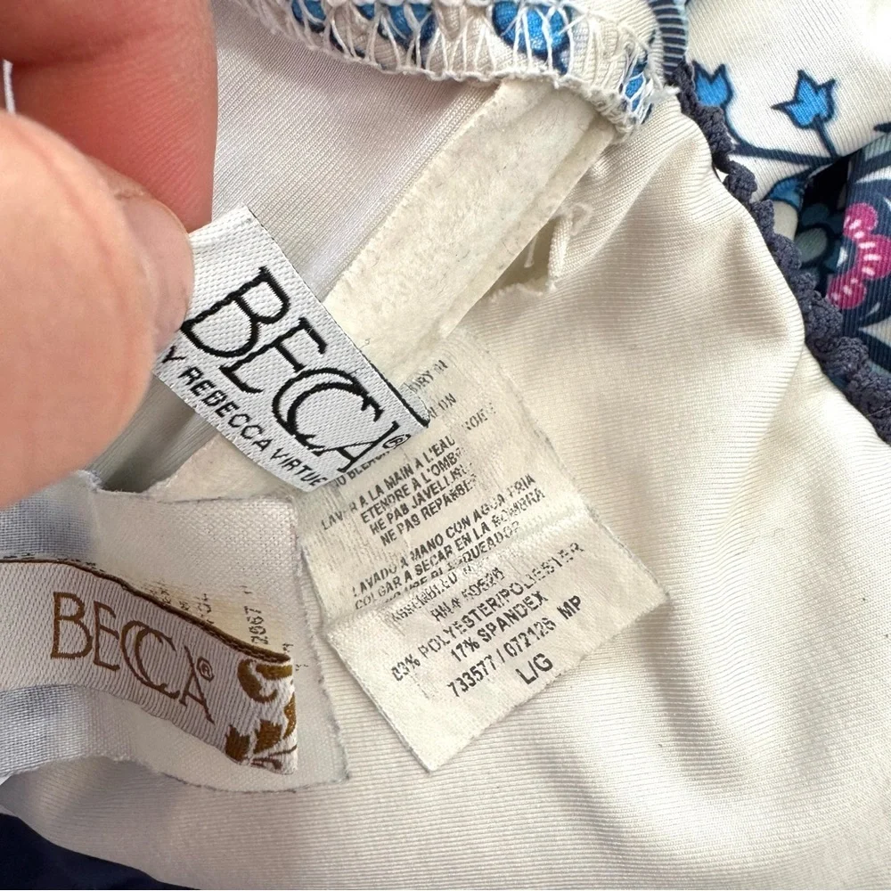 Becca by Rebecca Virtue Inspired 3 PC Swimsuit With Lace Tunic Cover Up Sz Large